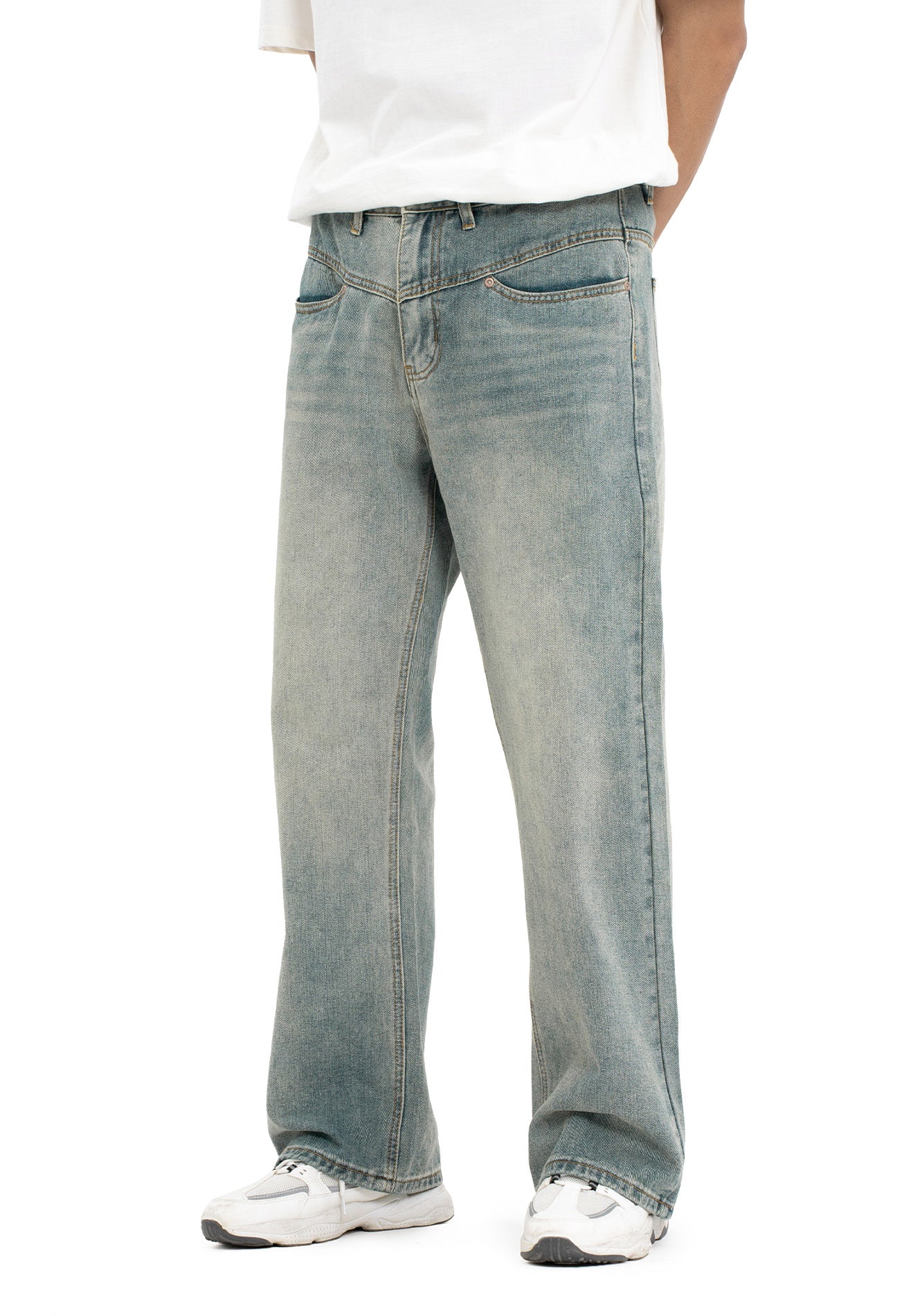 DRUM Stone Washed Baggy Jeans- Blue